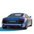 Blue Audi R8 Sports Car With Sleek Design Streamlined Body And Alloy Wheels