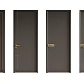Modern Hinged Doors With Dark Brown Finish And Gold Accent Hardware