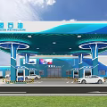 Zhonggang Petroleum Modern Gas Station With Fuel Pumps Canopy And Vehicles