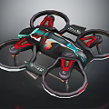Modern Quadcopter Drone Featuring Protective Propeller Guards And Colorful Body 3d model