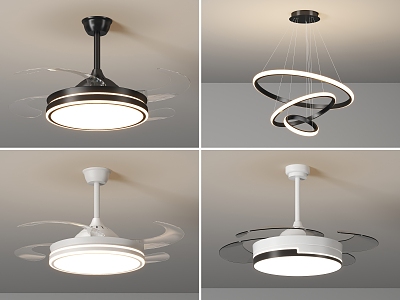 Fan lamp new cream wind log wind living room dining room electric fan lamps integrated ceiling fan lamp 3d model