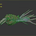 Colorful Biomorphic Creature With Pink Purple Tentacles And Segmented Red Body
