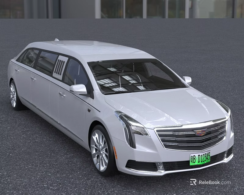 White Cadillac Luxury Limousine Featuring Extended Body And Modern Front Grille Design 3d model 