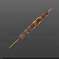 Tender Grilled Meat Skewer with Juicy Charred Pieces on Bamboo Stick
