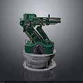 Green Mechanical Arm Weapon System With Rotating Base And Metallic Structure