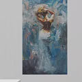 Abstract Female Figure Painting With Blue Tones Expressive Brushstrokes And Dynamic Composition