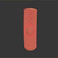 Woman Displaying Elegant Golden Cylindrical Decor With Diamond Pattern And Spiral Design