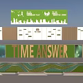 Scenic Wall Design With Green Plants TIME ANSWER Lettering And City Skyline Silhouette