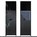 Modern Swing Doors with Sleek Black Design Curved Edges and Blue LED Lighting