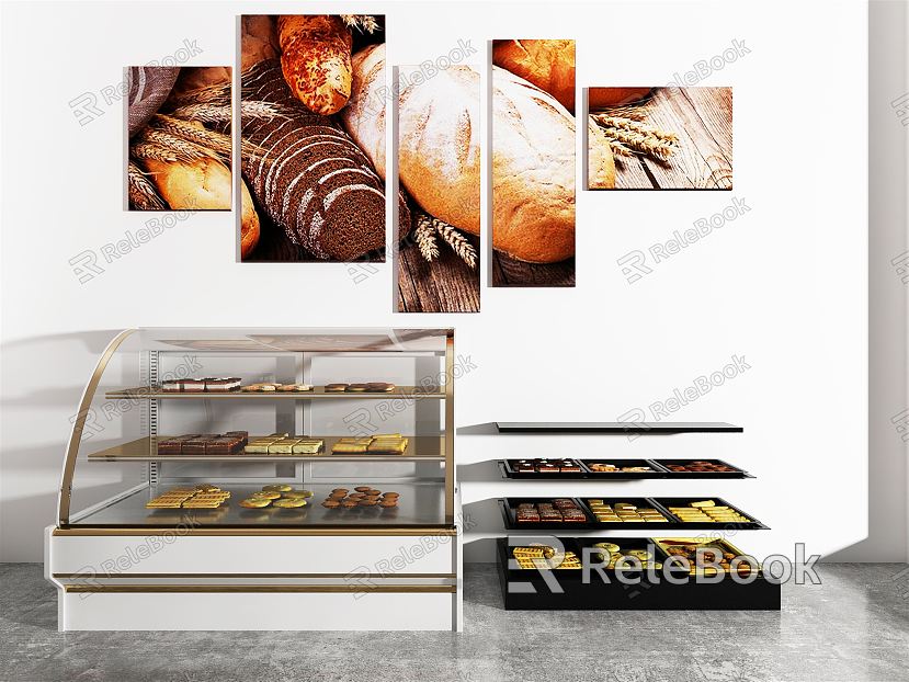 Modern Display Cabinet Bakery Shelf Baking Shop Shelf Display Rack model