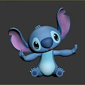 Cute Blue Stuffed Toy with Large Pink Inner Ears Big Eyes and Open Arms