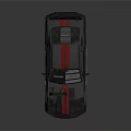 Black Modified Sports Car With Red Stripes Roof Mounted Gear And Side Accents