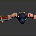 Cartoon Man Character With Dark Blue Hair Angry Expression Holding Double Barrel Weapon