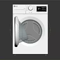LG Silver Washing Machine With Open Door Displaying Drum And Control Panel