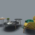 Black Coffee Table With Wooden Legs Geometric Lines Succulent Plant Books And White Tea Cup