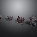 Four Different Futuristic Mechanical Vehicles With Detailed Structures And Small Figures
