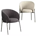 Modern Round Dining Table And Chairs Set With Upholstered Seats And Metal Legs