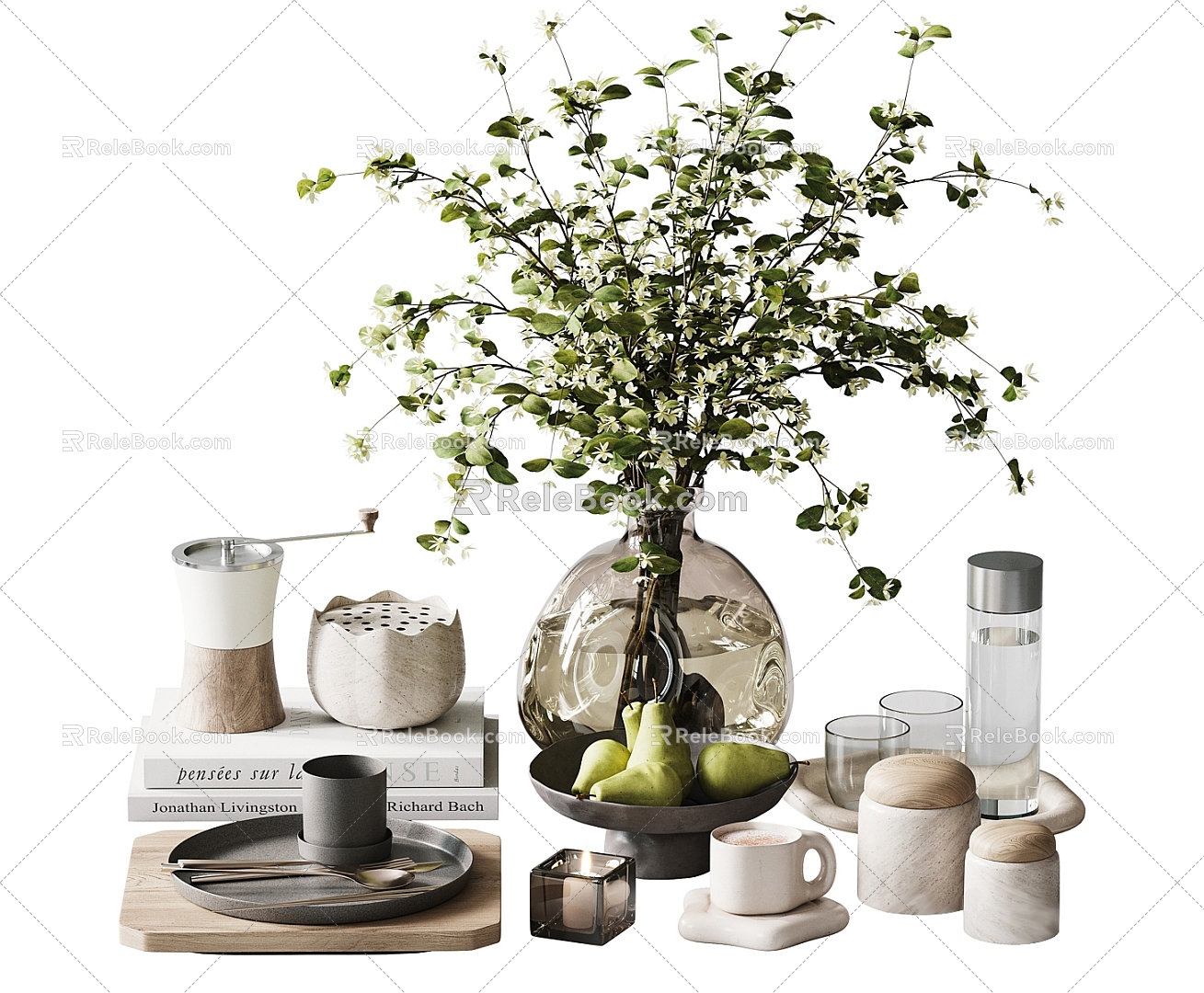 Modern Jewelry Ornaments Decorations Vase Dining Table Ornaments Green Planting Flower Art Fruit Plate Accessories 3d model