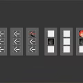 Grey Industrial Equipment Units With Multiple Shelves And Colored Indicator Balls Arranged In A Row