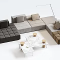 Modern Modular Sofa Coffee Table Set With Multi Color Seats And Geometric Design 3d model