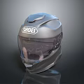 SHOEI Silver Gray Helmet With Protective Visor And Modern Safety Design