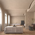 Modern Warm Beauty Salon Interior With Arched Windows And Comfortable Hair And Skin Care Space