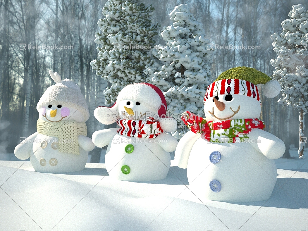 Snowman Snowball Fight Snow Christmas Christmas Romantic 3d model