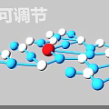 Organ and Hair Molecular Structure Model with Colored Atoms and Connecting Bonds