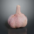 Natural Whole Garlic Bulb With Fresh Pink And White Skin Texture On Dark Surface