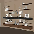Bookshelf Storage Rack Books Book Ornaments Combination 3d model