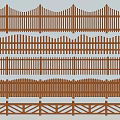 Wooden Fence Various Designs Including Wavy Top And Horizontal Rail Styles