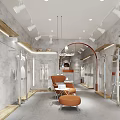Modern Clothing Store Interior Open Space With Gray Walls Orange Sofa And Mirrors