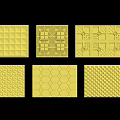 Yellow Background Wall Designs With Various Geometric Patterns And Six Different Styles 3d model
