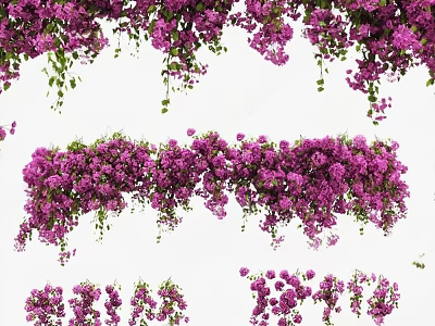 Lush Hanging Decorative Vines With Purple Flowers For Home Wall Decoration 3d model