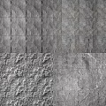 Gray Textured Background Wall With Various Stone Patterns And Panel Designs 3d model