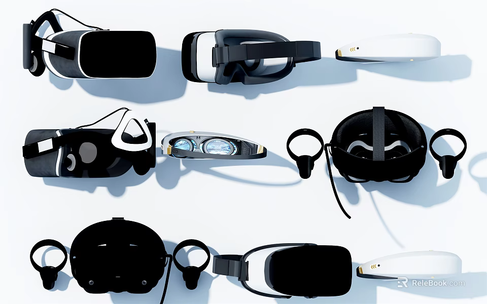 Various Types Of VR Headset Devices With Modern Design And Comfortable Fit 3d model 