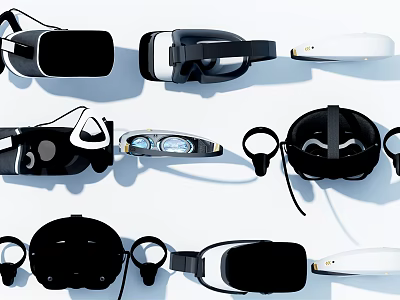 Various Types Of VR Headset Devices With Modern Design And Comfortable Fit 3d model