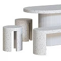 Modern Terrazzo Table And Bench Set With Sleek White Speckled Surface And Minimalist Design