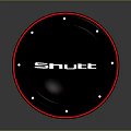 Shutt Circular Subwoofer With Black Body Red Rim And Metallic Dots Design