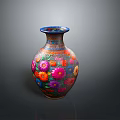 Handcrafted Colorful Floral Pattern Sculpted Vase With Intricate Artistic Details
