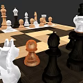 Various Colored Chess Pieces On Wooden Chessboard With Transparent And Brown Designs