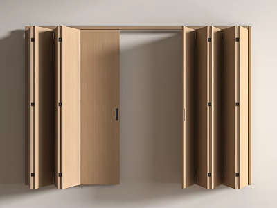 Modern Wooden Folding Door Open Design For Interior Wall Mounted Use 3d model