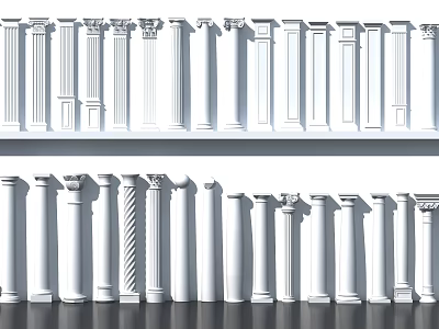 Various Styles of Classical Roman Columns with Ornate Capitals and Architectural Details 3d model