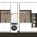 Modern Laundry Room Design With Washing Machines Dryers Sink Cabinets And Integrated Lighting