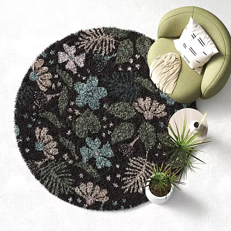 Modern Round Carpet Decorative Ornaments Plush Carpet 3d model
