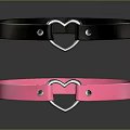 Black And Pink Collars With Heart Shaped Metal Buckle Fashion Accessory