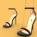 Women's Fashion High Heel Sandals With Transparent Strap Black Red Accents And Stiletto Heel