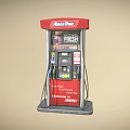 Public Fuel Station Facility With Red Fuel Pump Digital Display And Fuel Nozzles