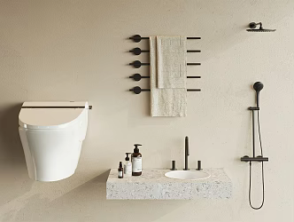 Modern Toilet Shower Towel Rack 3d model