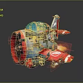 Cartoon Airplane With Red And Gray Body Propeller Flames On Wings And Blue Transparent Cockpit